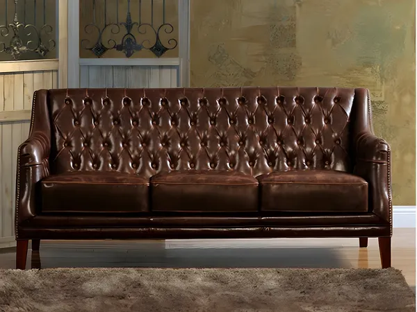 Ledersofa 3-Sitzer COLBERT - Braun