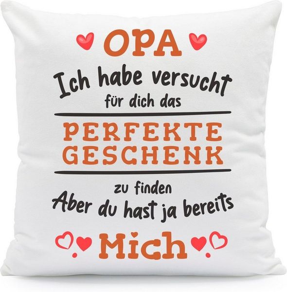 GRAVURZEILE Zierkissen mit Spruch - Das Perfekte Geschenk - Für Familie & Freunde -, starke Farben ohne verblassen - Opa - ohne Füllung