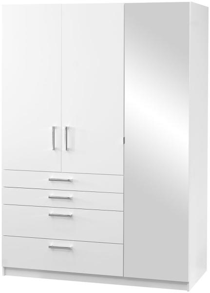 Kleiderschrank Cemiir Lux 150 (Farbe: Weiß / Weiß + Spiegel)