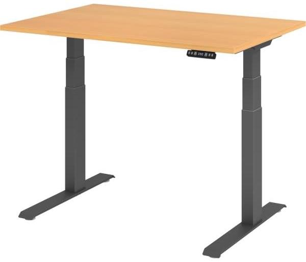 Sitz-Steh-Schreibtisch elektrisch 120x80 cm Buche/Silber