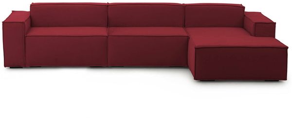 Dmora Sofa mit Halbinsel Asvaldo, modulares 4-Sitzer-Sofa mit rechter Halbinsel, Stoffsofa, 100 % Made in Italy, 340 x 170 x 70 cm, Rot