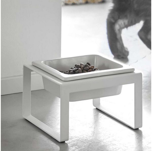 Yamazaki Futternapf Tower Einzelnapf 1 Schale Metallgestell für Hunde und Katzen, Keramik, Fressnapf, Napf, für Katzen und kleine Hunde, Futterstation