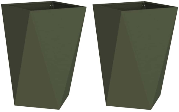 vidaXL Pflanzkübel 2 pcs Olive Grün 50 x 50 x 75 cm Stahl 883801