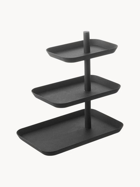 Yamazaki 4281 TOWER Etagere mit 3 Ebenen, schwarz, Stahl, Minimalistisches Design