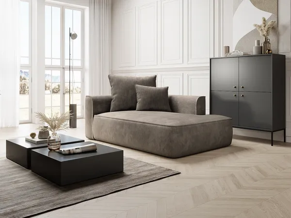 Vente-unique - PINETA Chaise longue SamtStoff Schokoladenbraun - B 115 cm x H 67 cm x L 180 cm