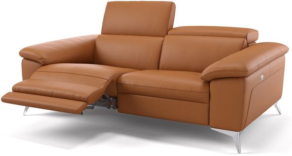 Sofanella Ledergarnitur STELLA Ledercouch 2-Sitzer Sofa in Cognac