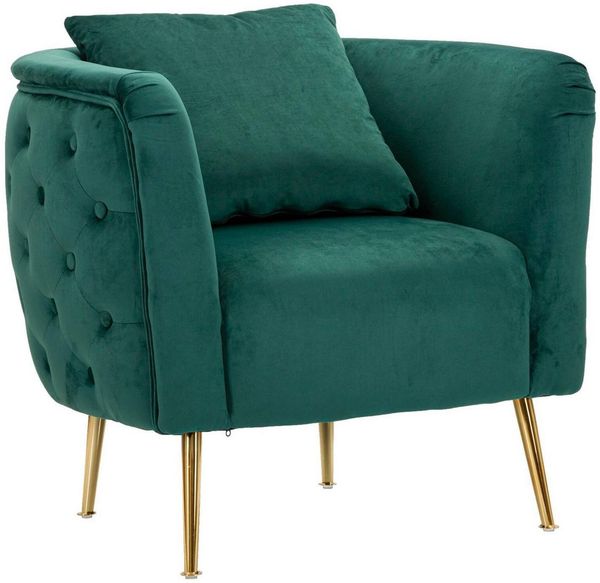Dmora Sessel Prampolini, Gepolsterter Sitz, Einzelsofa im Wohnzimmer, Stuhl mit Armlehnen, 76x74 h71 cm, Grün