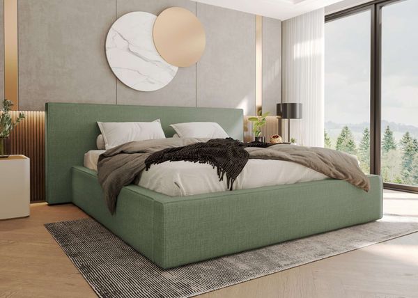 99rooms Tivio Polsterbett Velours VOSS Olive 160x200 cm Ohne Matratze