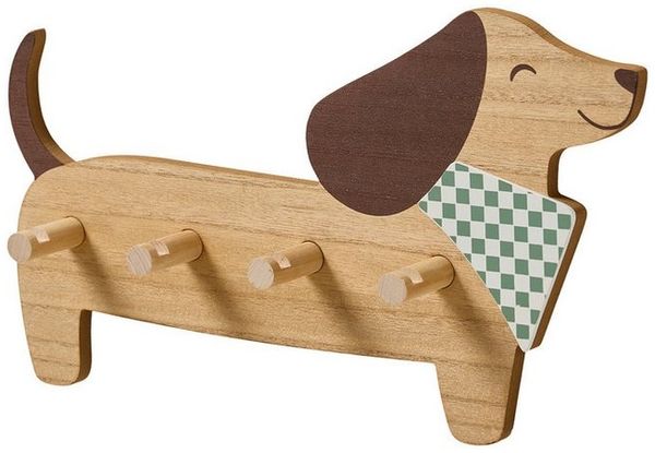 vertbaudet Wandgarderobe Holz-Wandgarderobe DACKEL Kinderzimmer