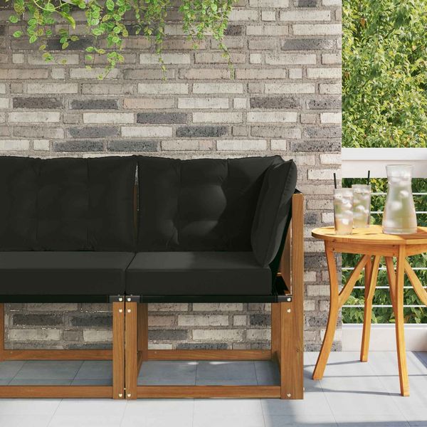 vidaXL Outdoor Ecksofa Massivholz Akazie und Textilene Stoff Natur 900603