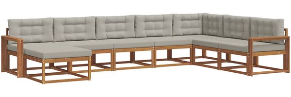 vidaXL Outdoor-Sofagarnitur mit Kissen 8 pcs Natürlich und Hellgrau 3368004 Bild 2