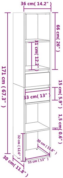 vidaXL Bücherregal Grau Sonoma 36x30x171 cm Holzwerkstoff 815535 Bild 7