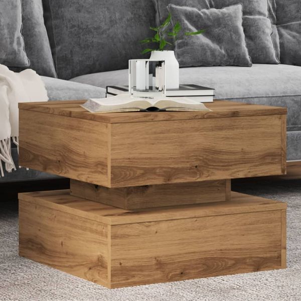vidaXL Couchtisch mit LED-Leuchten Artisan-Eiche 50x50x40 cm 857717