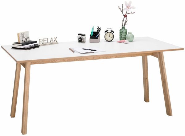 Schreibtisch, weiß-eiche, 160x80 cm