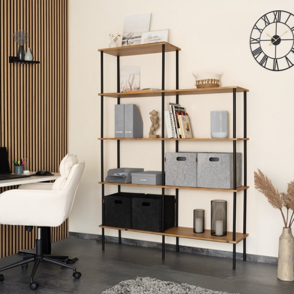 HOME DELUXE Regal INDU Oiled Oak - (L x B x H): 140 x 35 x 110 cm