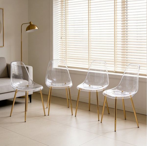 ANYSUN Esszimmerstuhl Esszimmerstühle 4er Set, transparentem Sitz (Moderne Küchenstühle mit Metallbeinen), Transparente Stühle für Esszimmer, Küche, Wohnzimmer