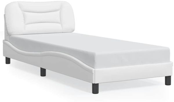 Einzelbettgestell Design für Erwachsene ohne Matratze Weiß 90x200 cm Kunstleder d5147e