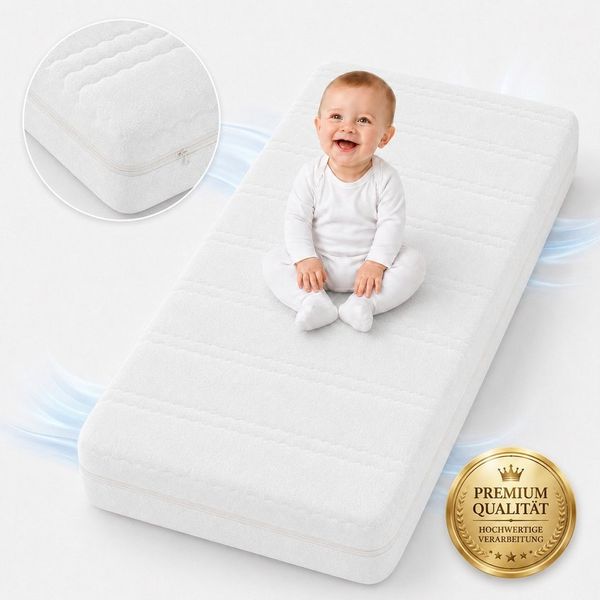 Babymatratze Kindermatratze – Wasserdicht, Hautfreundlich & Terry-Bezug für Babys, Best for Kids, 10 cm hoch