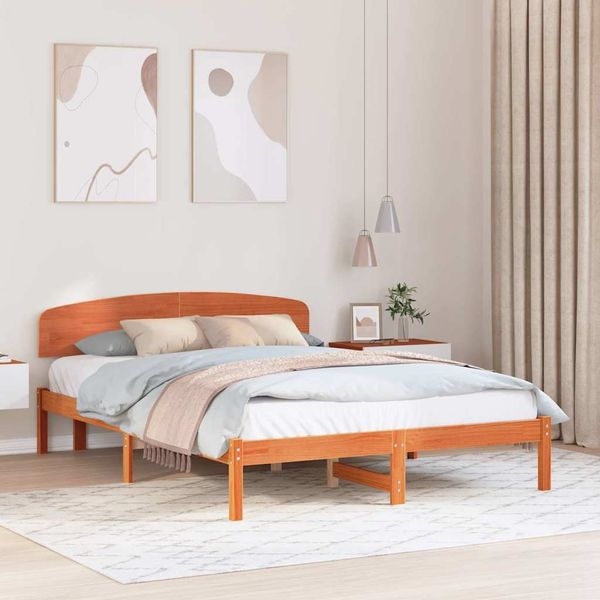 vidaXL Bettrahmen Wachsbraun 150 x 200 cm Massives Kiefernholz 872061
