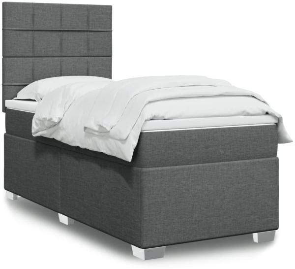 vidaXL Boxspringbett mit Matratze Dunkelgrau 80x200 cm Stoff 3292616