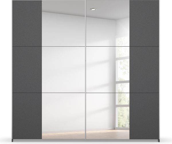rauch Kleiderschrank; Schwebetürenschrank KRONACH, 2-türig, 2 Spiegeltüren, Graumetallic, 218 x 210 x 59xcm Bild 2