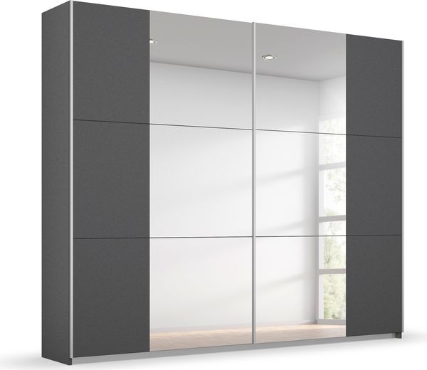 rauch Kleiderschrank; Schwebetürenschrank KRONACH, 2-türig, 2 Spiegeltüren, Graumetallic, 218 x 210 x 59xcm Bild 3