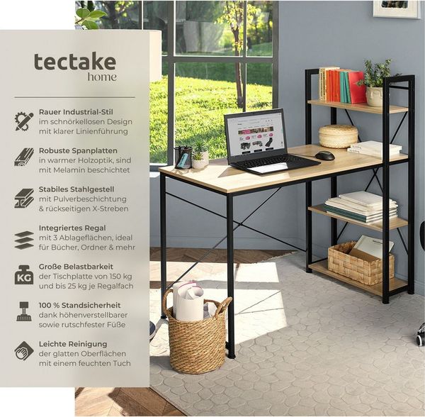 tectake Schreibtisch Computer-Schreibtisch (1-St, 1 tlg), Markanter Computer-Schreibtisch im typischen Industrial Style