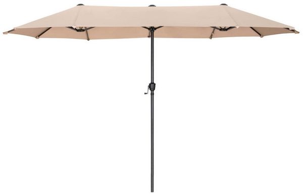PHI VILLA Sonnenschirm, Balkon Rechteckig Groß Balkonschirm Garten Gartenschirm mit Kurbel UV Schutz Parasol Windfest, Mit der rostfreien Stahlstange und 12 Stahlrippen