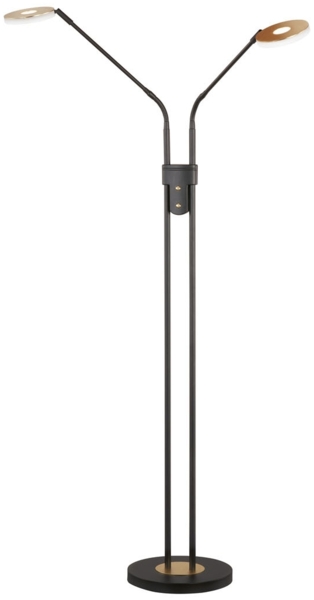 Fischer & Honsel 'Dent' LED Stehleuchte 2-flammig, Metall schwarz blattgoldfarben, Höhe 150 cm