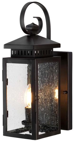 Außenleuchte, Wandlampe, Eisen Glas, Bronze, H 39 cm