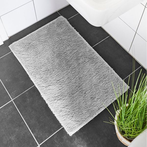 andiamo Badematte rutschfest Florida - Badezimmerteppich weich und flauschig - Badteppich rutschfest waschbar Duschvorleger Badvorleger für Badezimmer 60x100 cm grau