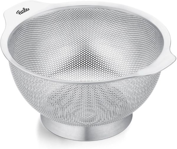 Fissler Küchensieb Essential®, Sieb (ca. 24 cm), Edelstahl, (1-St), Voll perforiertes Edelstahlsieb mit hygienischem Standfuß