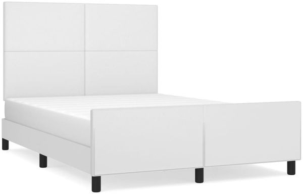 Doppelbett, Bettgestell Modernen mit Kopfteil Weiß 140x190 cm Kunstleder d1268e