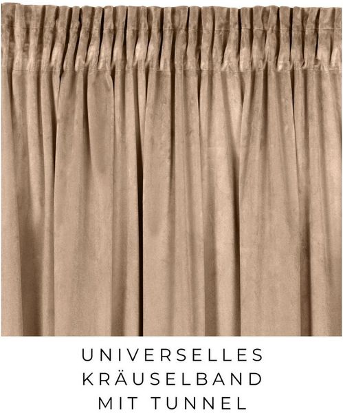 Eurofirany Vorhang VELVET (2 St), Kräuselband, blickdicht, Samt, 2er-Set Vorhang aus Velvet, mit mittlerem Verdunkelungsgrad, Tunnelzug Bild 4