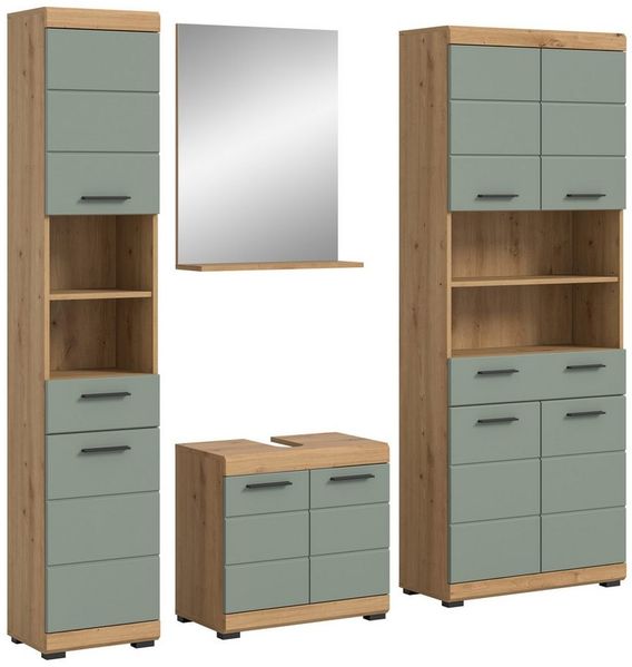 INOSIGN Badmöbel-Set Siena, 4 teilig, bestehend aus:, (Set, 4-St, TOPSELLER), Hochschrank, Waschbeckenunterschrank, Badspiegel, Hochschrank breit