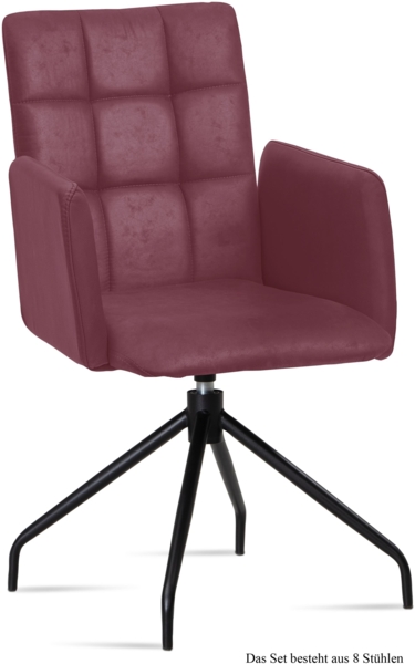 Armlehnstuhl drehbar (8er-Set) Dollie 52x91x60 Schwarz/Marsala