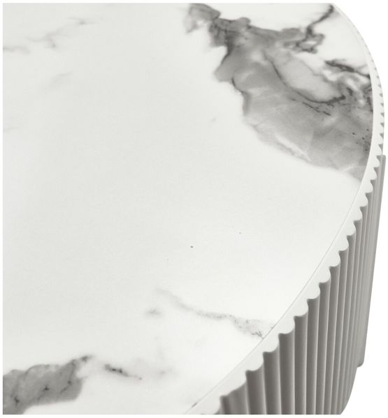 Couchtisch Olmi rund Ø80x40 cm, Weiß - Stabiler Sofatisch mit Metallbeinen Bild 6