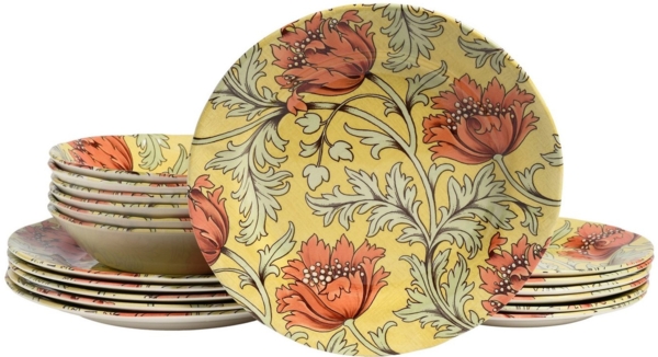 CreaTable Teller-Set Florentina, Tellerset 18-tlg (18-tlg), 6 Personen, Steingut, Blumendekor