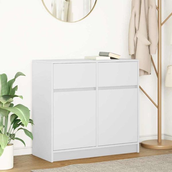 vidaXL Sideboard mit Schublade Weiß 80x34x76 cm Holzwerkstoff 861535