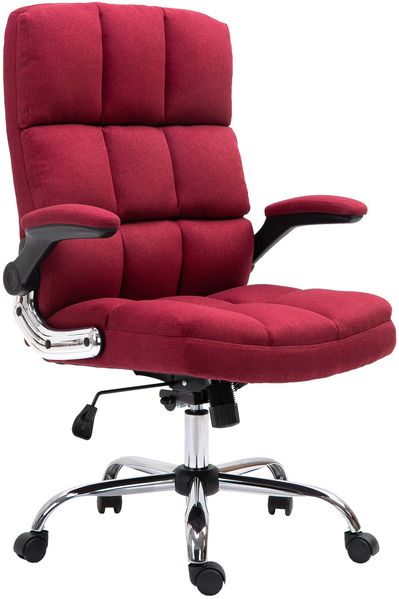 Bürostuhl HWC-J21, Chefsessel Drehstuhl Schreibtischstuhl, höhenverstellbar ~ Stoff/Textil weinrot