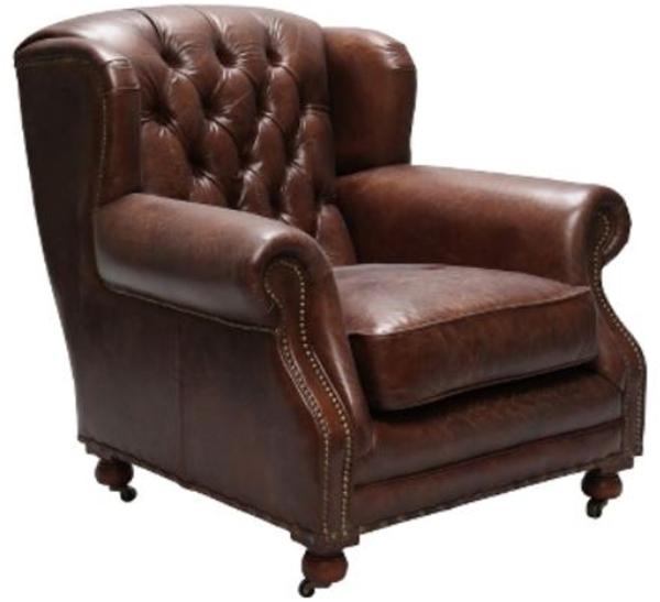 Casa Padrino Luxus Echtleder Sessel Dunkelbraun 92 x 97 x H. 89 cm - Chesterfield Wohnzimmermöbel