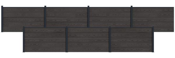 vidaXL Zaunelement 7 pcs WPC und Aluminium Schwarz 3429453