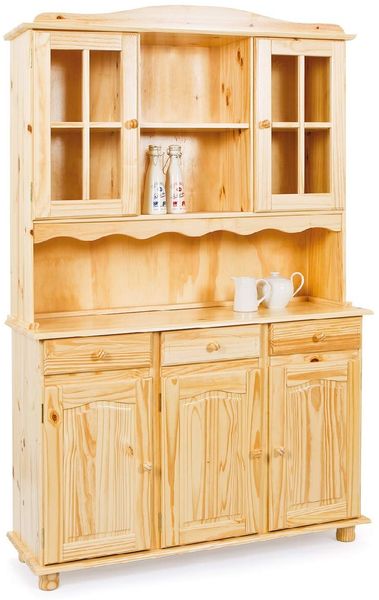 Dmora Sideboard mit drei Türen und drei Schubladen, Farbe Eiche hell, 130 x 198 x 32 cm