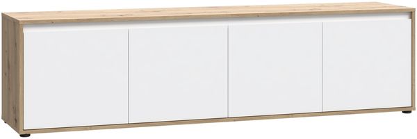 Lowboard >Skelpe< 4 Türen, Weiß/ Artisan Eiche Dekor - 188,3x49,7x42cm (BxHxT)