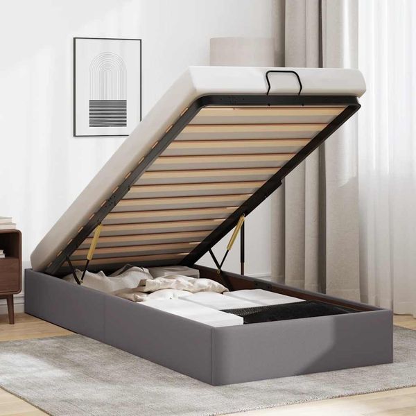 vidaXL Ottoman-Bett ohne Matratze Grau 90x190 cm Kunstleder 3310777