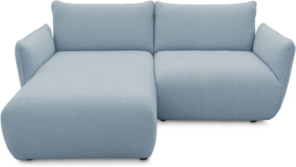 DOMO. collection Ecksofa 800 022, kleines Modulsofa in L-Form mit Taschenfederkern und attraktiver Biese-Naht, Sofa, Polsterecke, Eckcouch 194 x 168 x 79 cm (BxTxH), hellblau