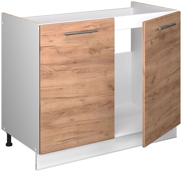 Spülenunterschrank Fame-Line Goldkraft Eiche/Weiß 100 cm, AP Marmor Vicco Bild 6