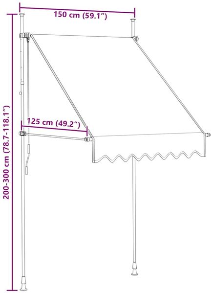 vidaXL Einziehbare Markise Handbetrieben 150 cm Cremeweiß 143693 Bild 8