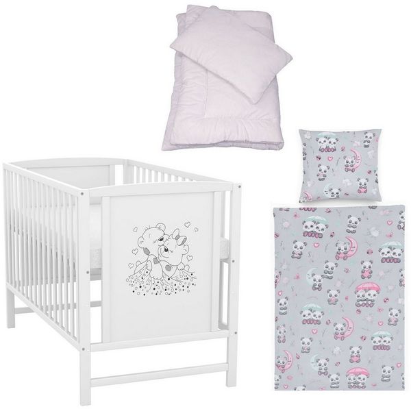 Baby-Delux Komplettbett Babybett Mia Komplettset, 7-tlg, Kinderbett 60x120 cm weiß, Bettset verschiedene Designs