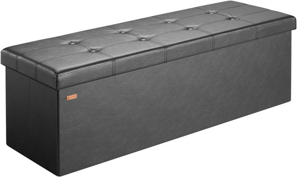 CASARIA® Faltbare Sitztruhe mit Stauraum Kunstleder Schwarz XL